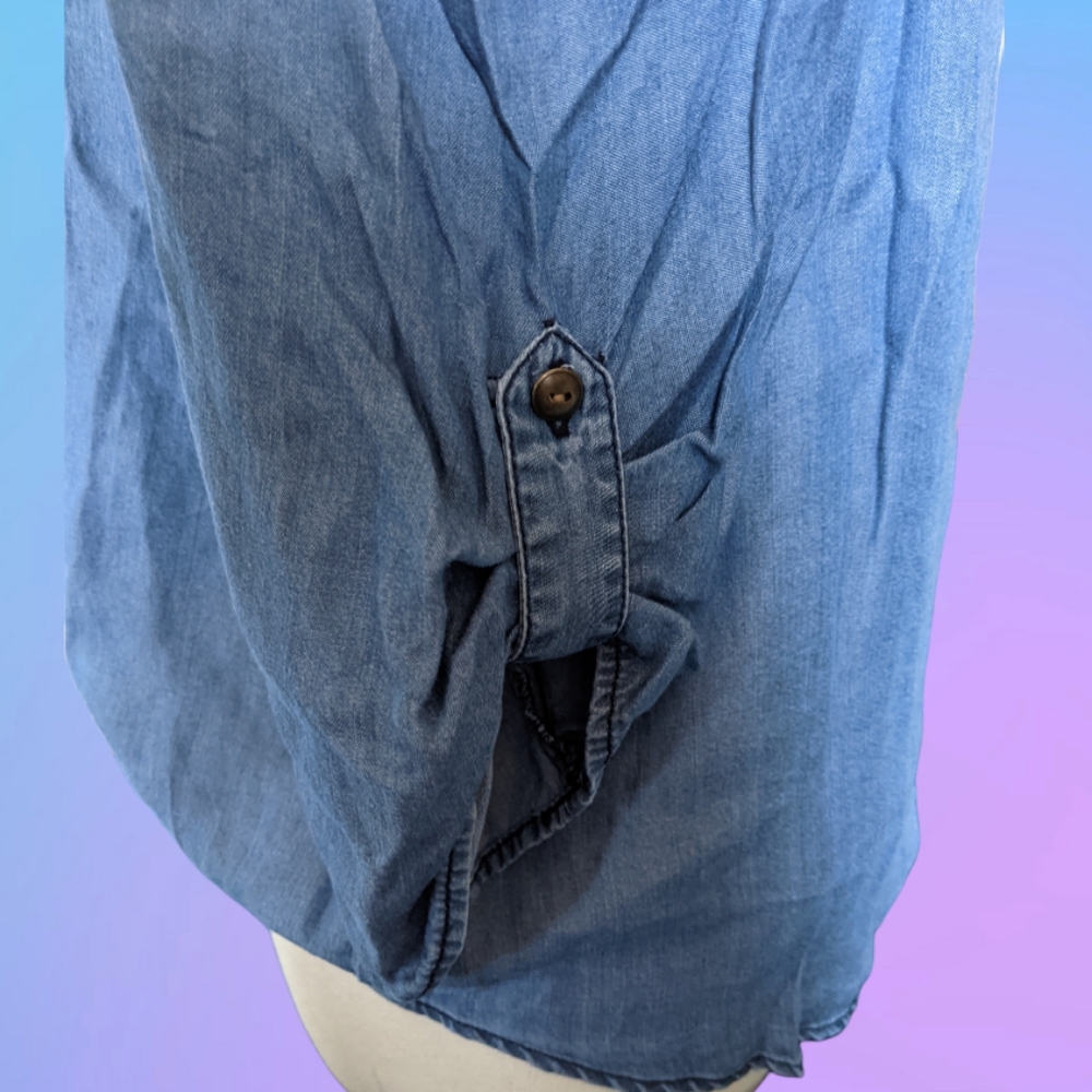 Cold Shoulder Chambray Button Up - image 3